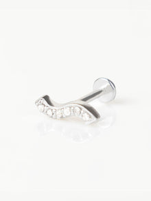 Wave Pave Flat Back Earring | 5A Grade Cubic Zirconia | Silver Rhodium Plated Brass