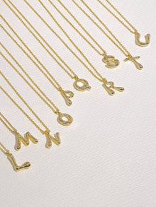 Alphabet Bubble Necklace | 5A Grade Cubic Zirconia | 14K Gold Plated Brass