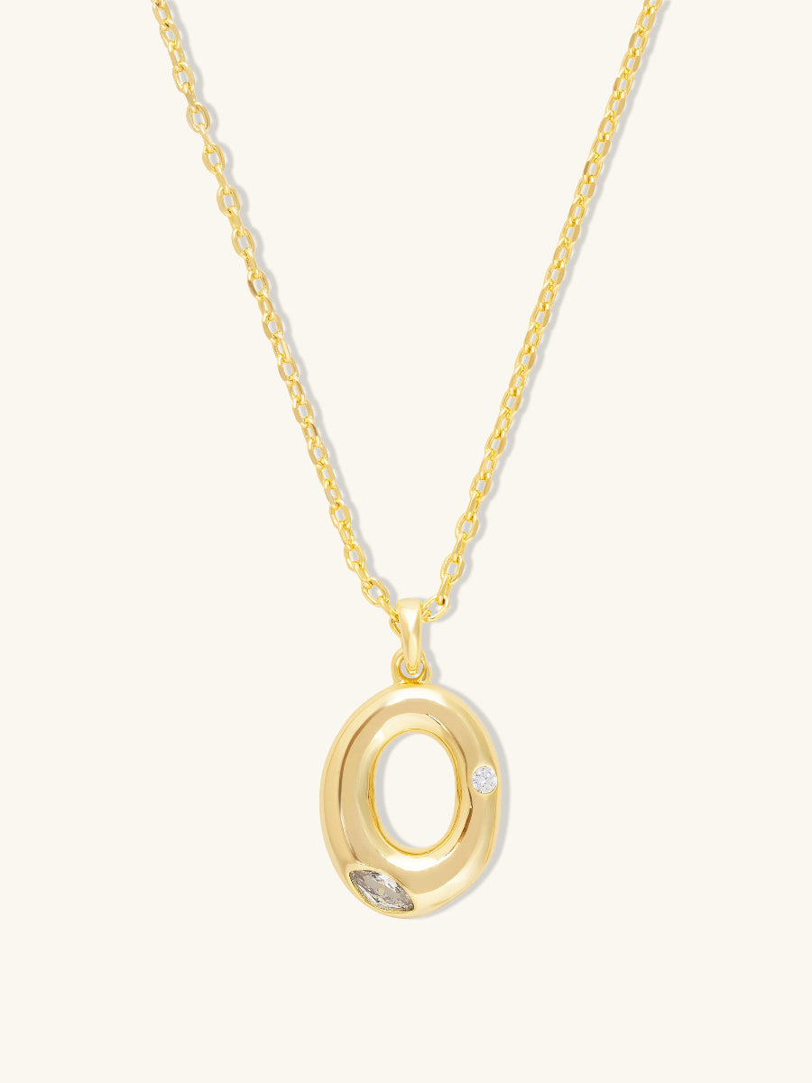 Alphabet Bubble Necklace | 5A Grade Cubic Zirconia | 14K Gold Plated Brass
