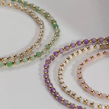 Amethyst Gemstone Beaded Sliding Bracelet | Amethyst | 14K Gold Plated Brass