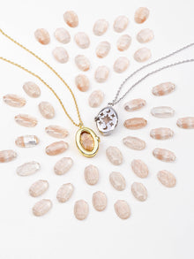 Aura Citrine Quartz Locket Necklace | Citrine Quartz Glass | Silver Rhodium Plated Brass