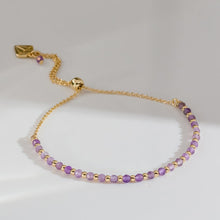 Amethyst Gemstone Beaded Sliding Bracelet | Amethyst | 14K Gold Plated Brass