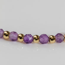 Amethyst Gemstone Beaded Sliding Bracelet | Amethyst | 14K Gold Plated Brass