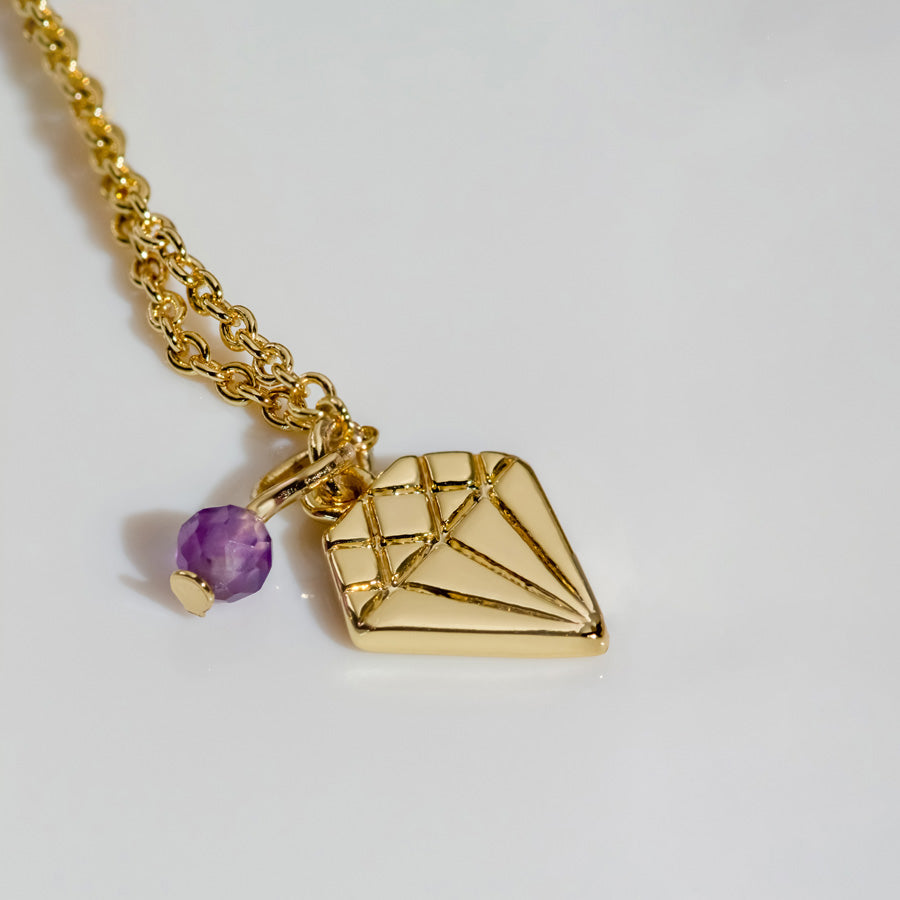 Amethyst Gemstone Beaded Sliding Bracelet | Amethyst | 14K Gold Plated Brass