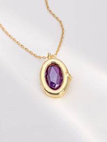 Aura Amethyst Locket Necklace | Amethyst | 14K Gold Plated Brass