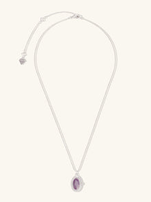 Aura Amethyst Locket Necklace | Amethyst | Silver Rhodium Plated Brass