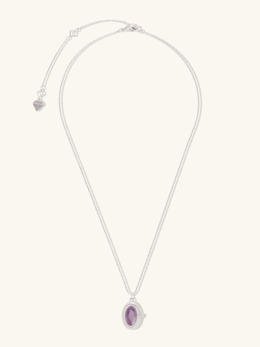 Aura Amethyst Locket Necklace | Amethyst | Silver Rhodium Plated Brass