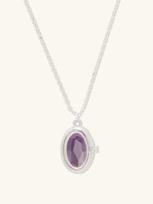 Aura Amethyst Locket Necklace | Amethyst | Silver Rhodium Plated Brass