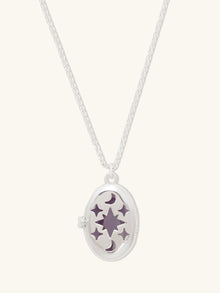 Aura Amethyst Locket Necklace | Amethyst | Silver Rhodium Plated Brass