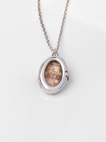 Aura Citrine Quartz Locket Necklace | Citrine Quartz Glass | Silver Rhodium Plated Brass