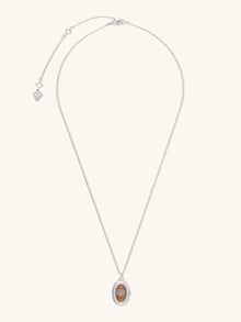 Aura Citrine Quartz Locket Necklace | Citrine Quartz Glass | Silver Rhodium Plated Brass