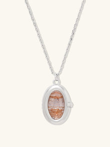 Aura Citrine Quartz Locket Necklace | Citrine Quartz Glass | Silver Rhodium Plated Brass