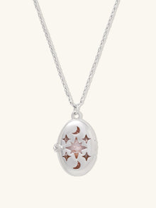 Aura Citrine Quartz Locket Necklace | Citrine Quartz Glass | Silver Rhodium Plated Brass