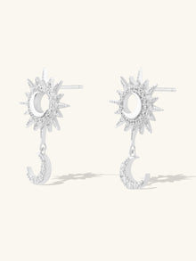 Sunlit Crescent Drop Earrings | 5A Grade Cubic Zirconia | Silver Plated Brass
