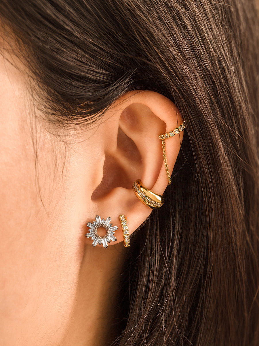 Sunseeker Baguette Earrings | 5A Grade Cubic Zirconia | 14K Gold Plated Brass