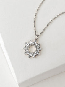 Sunseeker Baguette Necklace | 5A Grade Cubic Zirconia | Silver Rhodium Plated Brass
