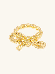 Ribbed Bow Ring  | 14K Gold Plated Brass