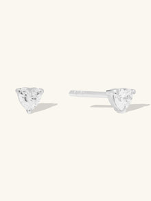 3mm Heart Stud Earrings | 5A Grade Cubic Zirconia | Silver Plated Brass