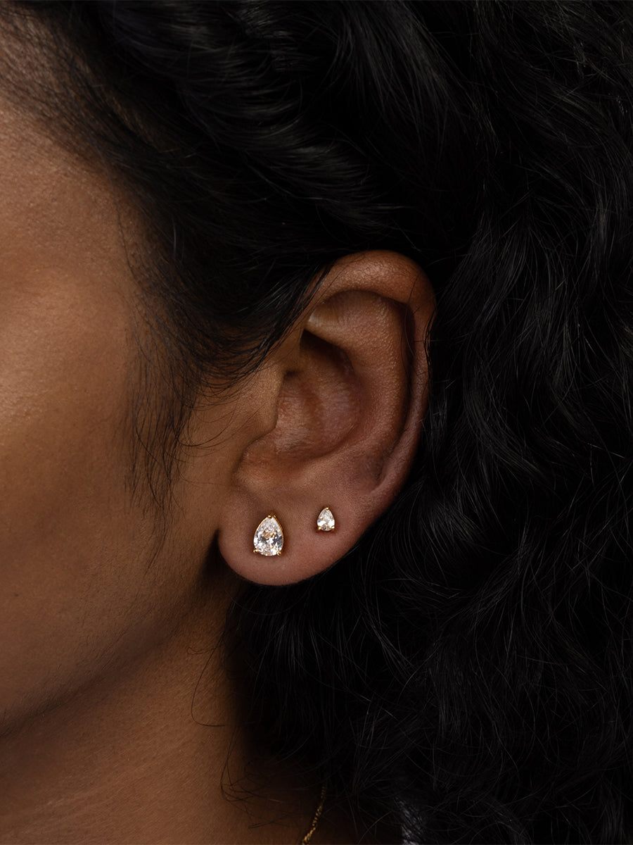 5mm Teardrop Stud Earrings | 5A Grade Cubic Zirconia | Silver Plated Brass
