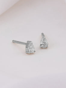 3mm Teardrop Stud Earrings | 5A Grade Cubic Zirconia | Silver Plated Brass