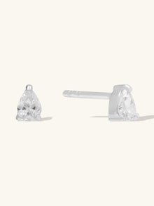 5mm Teardrop Stud Earrings | 5A Grade Cubic Zirconia | Silver Plated Brass