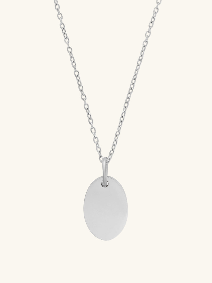 Engravable Oval Necklace | Stainless Steel