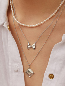 Ravioli Necklace | Silver Rhodium Plated Brass