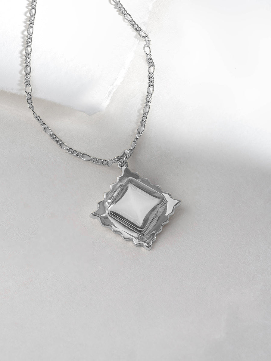 Ravioli Necklace | Silver Rhodium Plated Brass