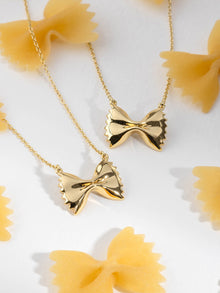 Bow Tie Pasta Necklace | 14K Gold Plated Brass