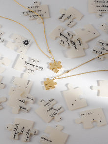 Found Within Puzzle Piece Necklace | Natural Gemstone | 14K Gold Plated Brass