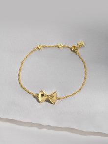 Bow Tie Pasta Bracelet | 14K Gold Plated Brass