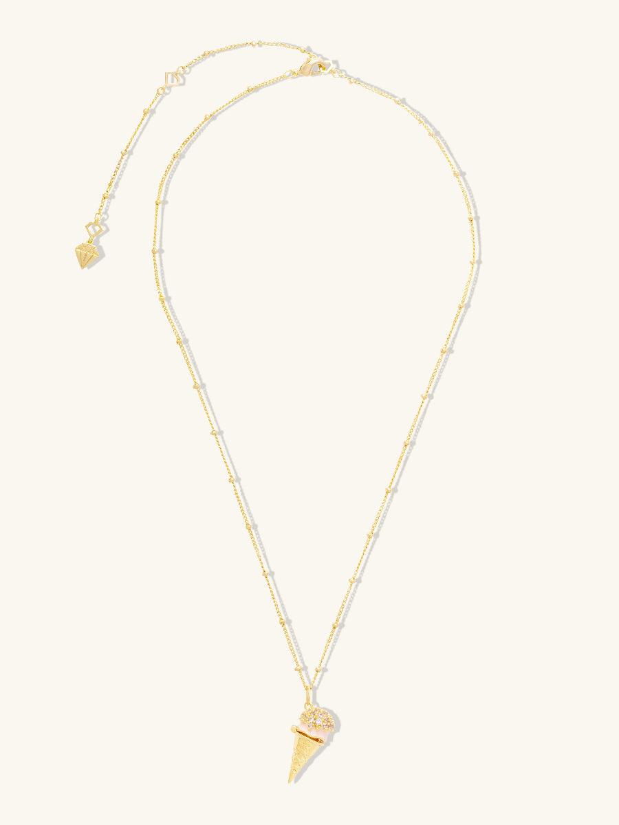 Cafe W+Co Ice Cream Necklace | Natural Gemstone | 14K Gold Plated Brass
