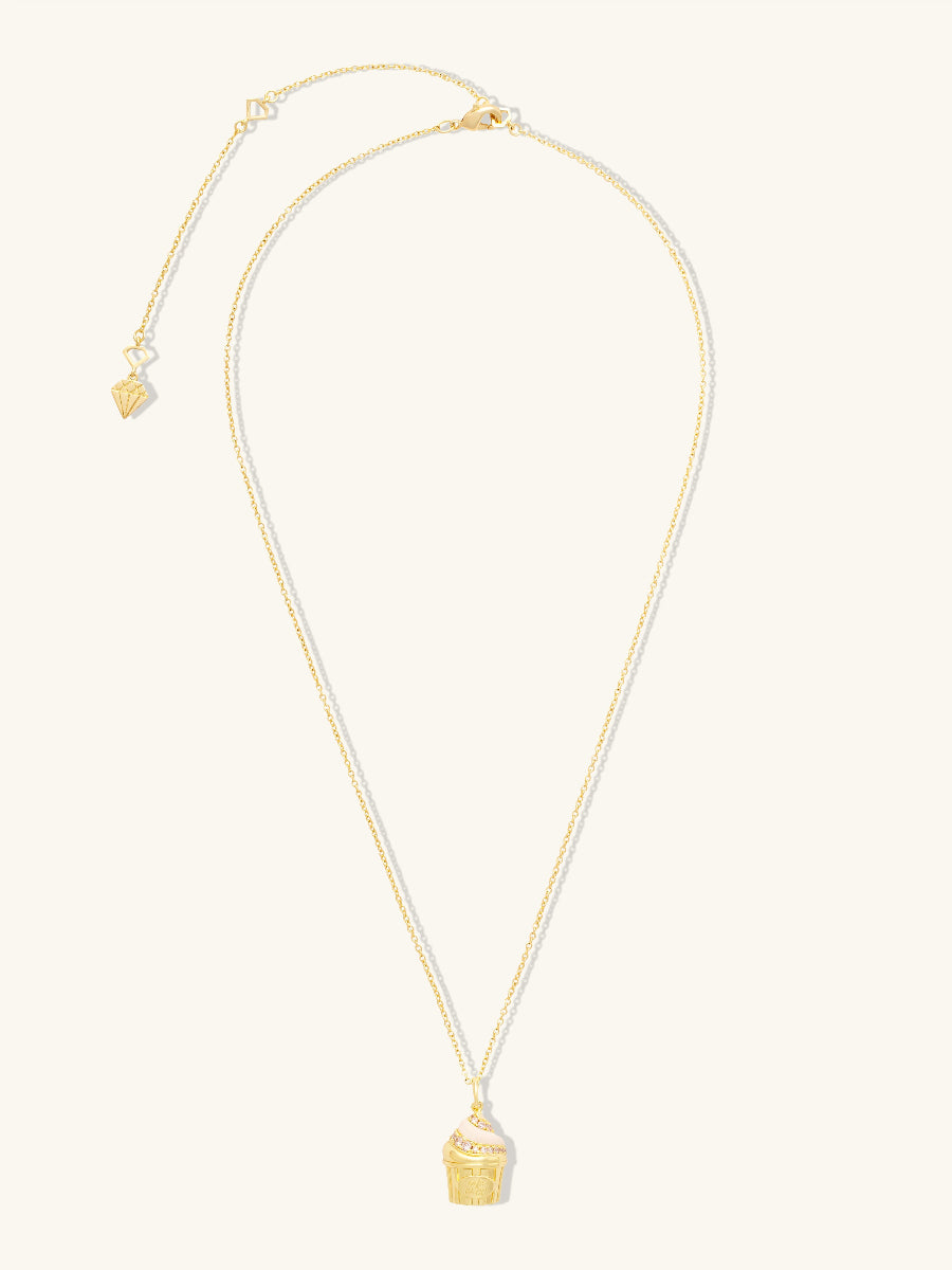 Cafe W+Co Sundae Cup Necklace | Natural Gemstone/Enamel | 14K Gold Plated Brass