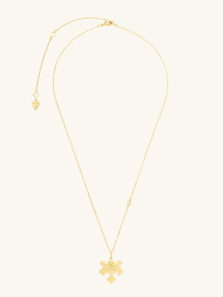 Found Within Puzzle Piece Necklace | Natural Gemstone | 14K Gold Plated Brass