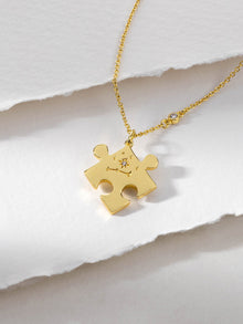 Found Within Puzzle Piece Necklace | Natural Gemstone | 14K Gold Plated Brass