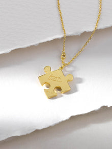 Found Within Puzzle Piece Necklace | Natural Gemstone | 14K Gold Plated Brass