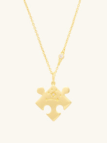 Found Within Puzzle Piece Necklace | Natural Gemstone | 14K Gold Plated Brass