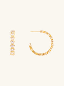 Heart Hoop Earrings | 5A Grade Cubic Zirconia | 14K Gold Vermeil