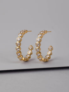 Heart Hoop Earrings | 5A Grade Cubic Zirconia | 14K Gold Vermeil