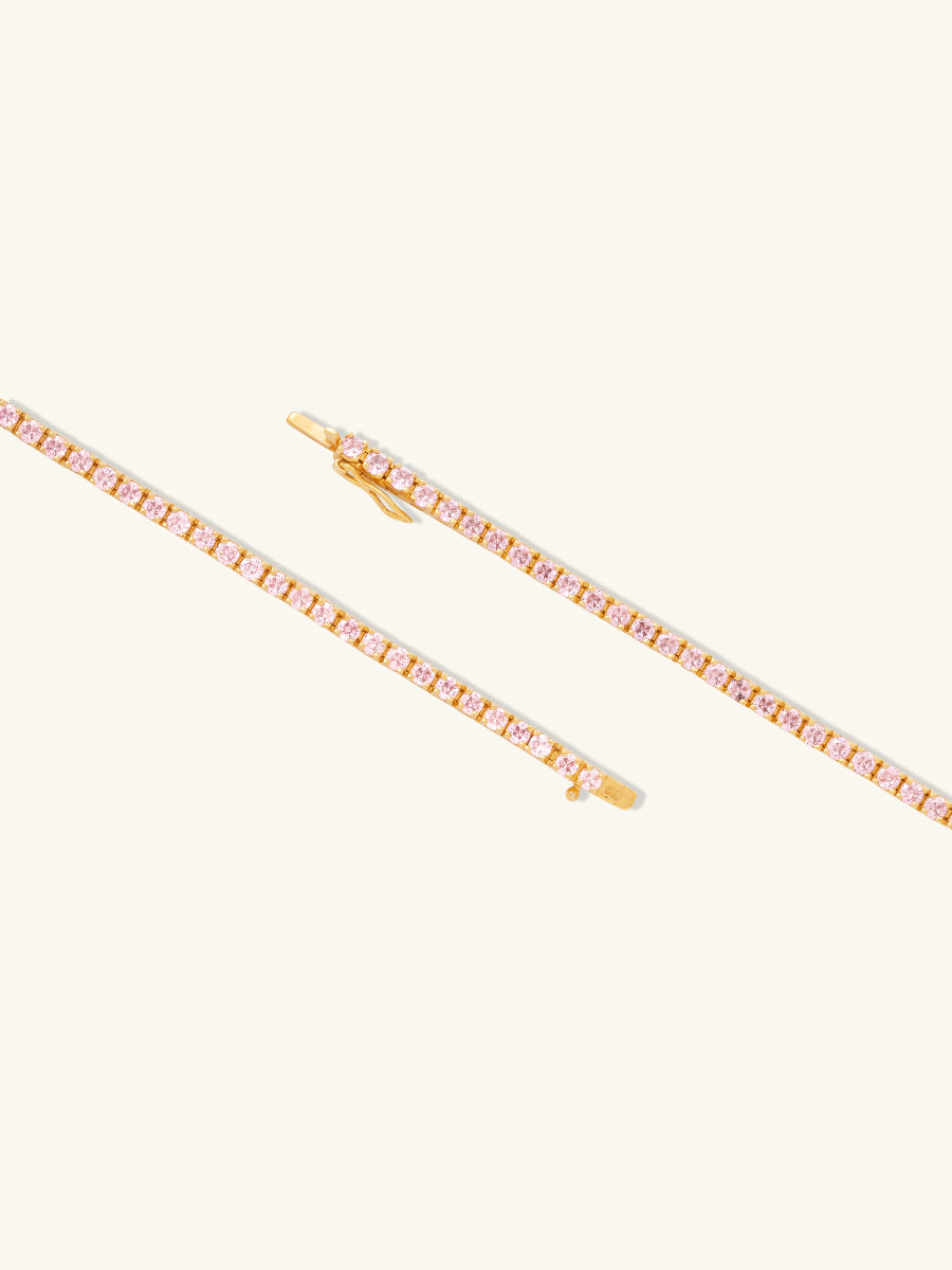 Pave Blush Tennis Bracelet | 5A Grade Cubic Zirconia | 14K Gold Vermeil