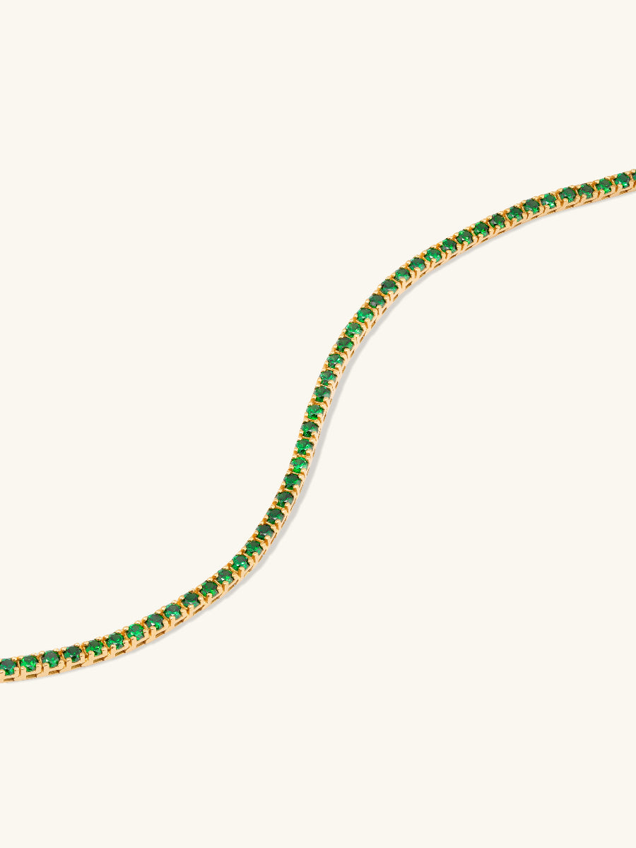 Pave Emerald Tennis Bracelet | 5A Grade Cubic Zirconia | 14K Gold Vermeil
