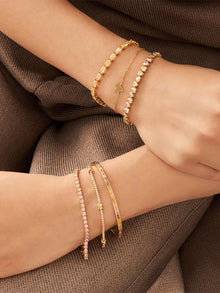 Pave Blush Tennis Bracelet | 5A Grade Cubic Zirconia | 14K Gold Vermeil