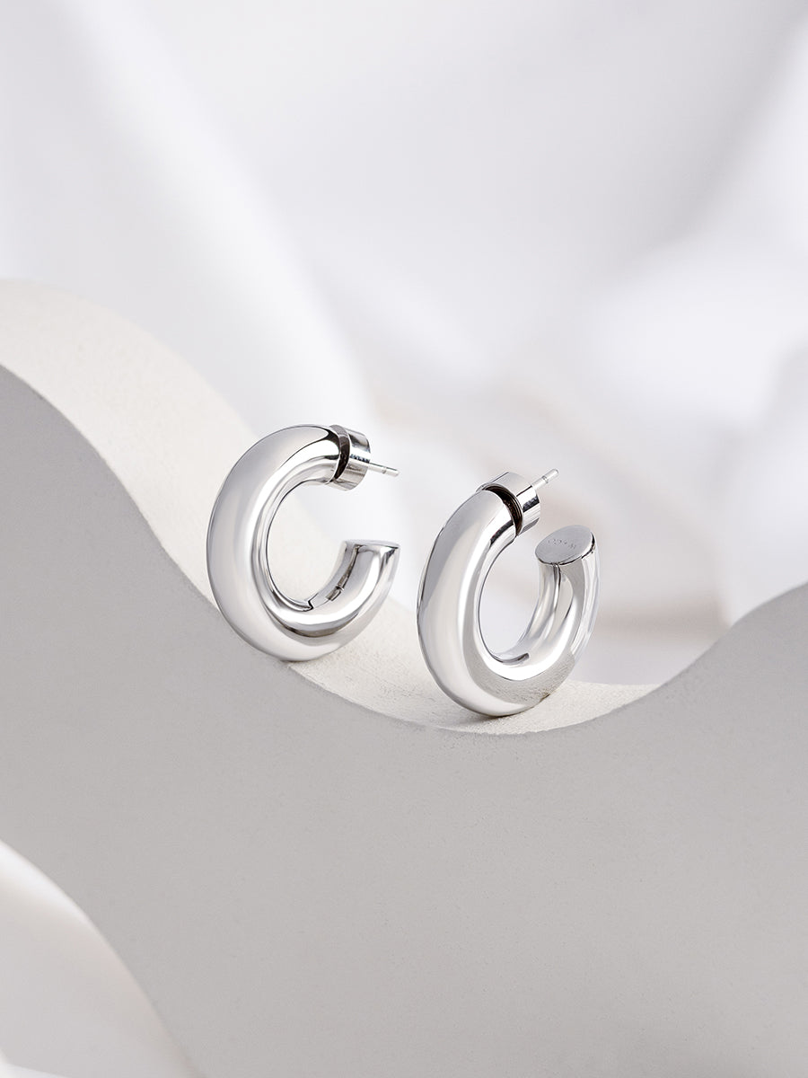 Hailey Petite Hoop 11mm Earrings  | Silver Rhodium Plated Brass