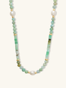 Necklace | Freshwater Pearls/Jade/Amazonite | 14K Gold Plated Brass