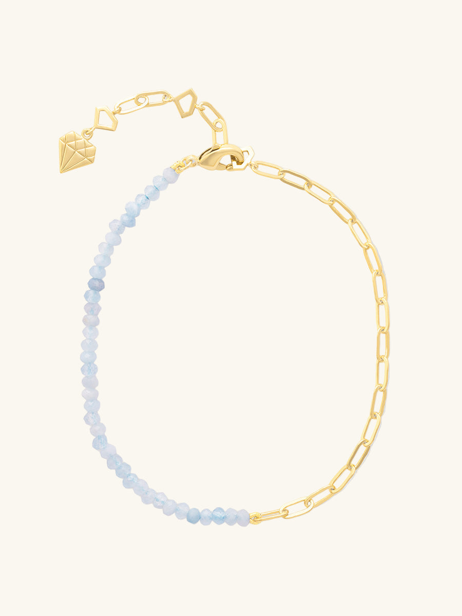 Aquamarine Seafoam Bracelet | Seafoam Aquamarine | 14K Gold Plated Brass