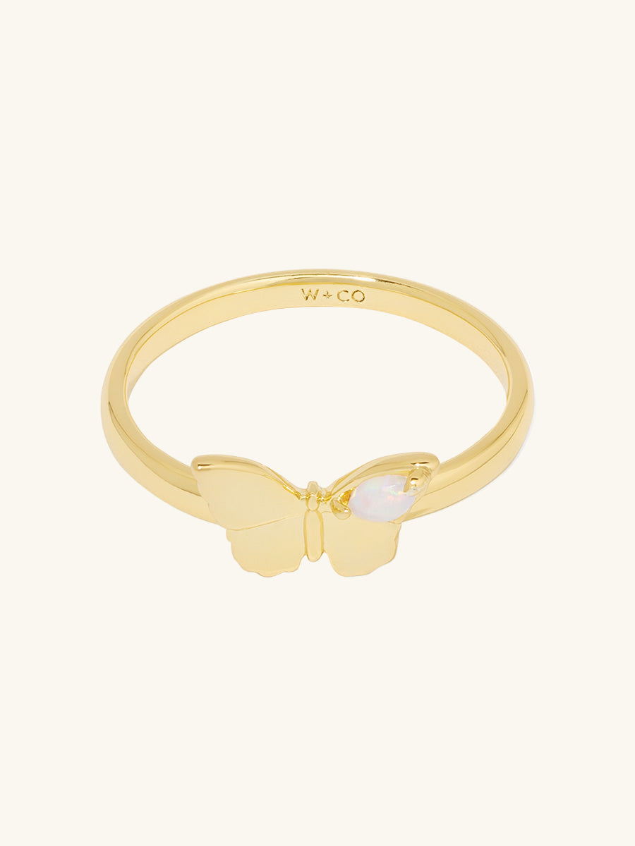 Butterfly Opal Ring | Opal | 14K Gold Plated Brass
