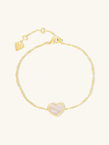 Heart Bracelet | Mother of Pearl | 14K Gold Plated Brass