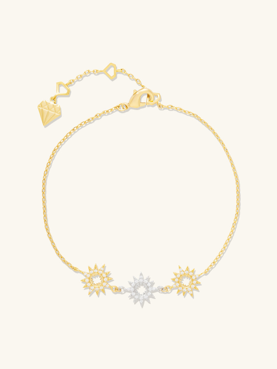 Sunlit Trio Bracelet | 5A Grade Cubic Zirconia | 14K Gold Plated Brass