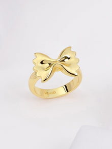 Bow Tie Pasta Ring | 14K Gold Plated Brass