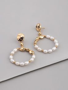 Pearl Baroque Hoop Earrings  | Freshwater Pearl | 14K Gold Vermeil